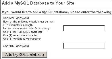 add a mysql database to your site