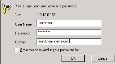 Username, Password, Domain